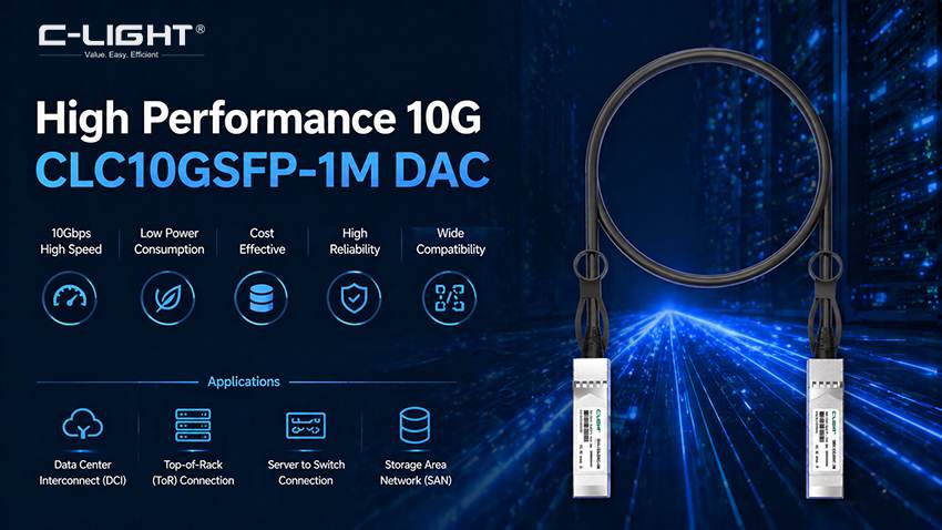 High-Performance Copper Cable | Compatible with Aruba J9281D &ndash; C-LIGHT CLC10GSFP-1M DAC