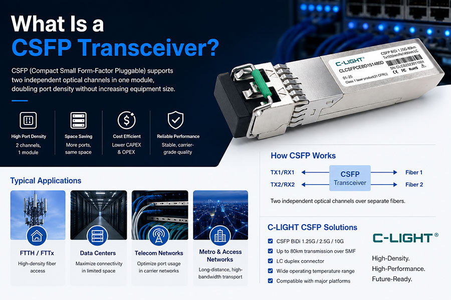 What Is CSFP? Complete Guide to Compact SFP Transceivers for High-Density Fiber Networks