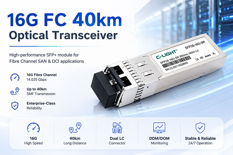 16G FC SFP+ 40km Optical Transceiver for SAN Storage Networks