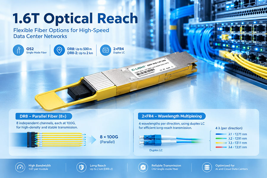 1.6T Optical Transceiver Reach and Fiber Requirements