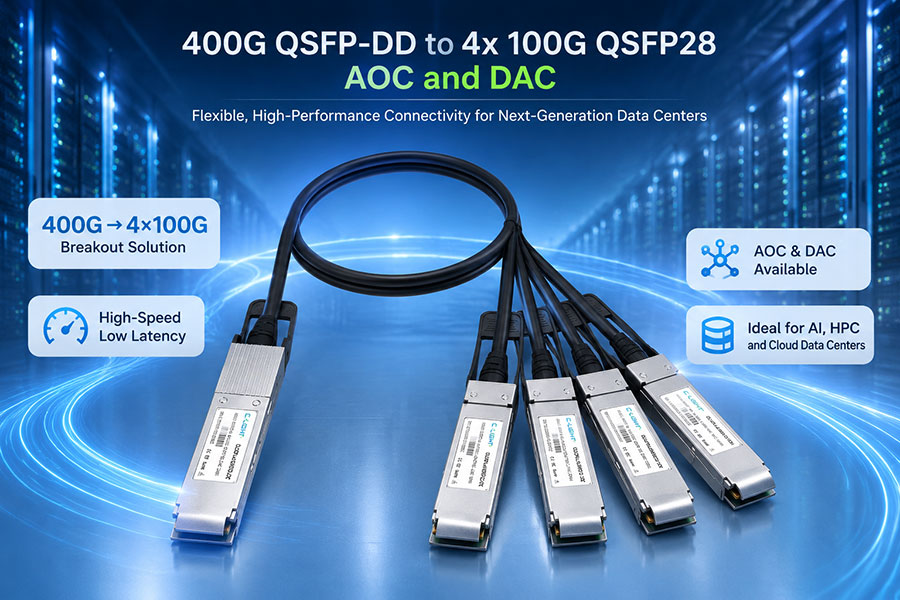 400G QSFP-DD to 4x 100G QSFP28 AOC and DAC