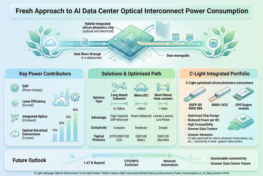 Optical Interconnect Power Consumption in AI Data Centers