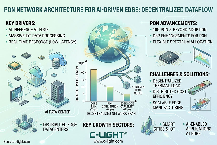 PON Network Architecture for AI-Driven Edge:OLT,Splitter,and ONU/ONT Design Considerations