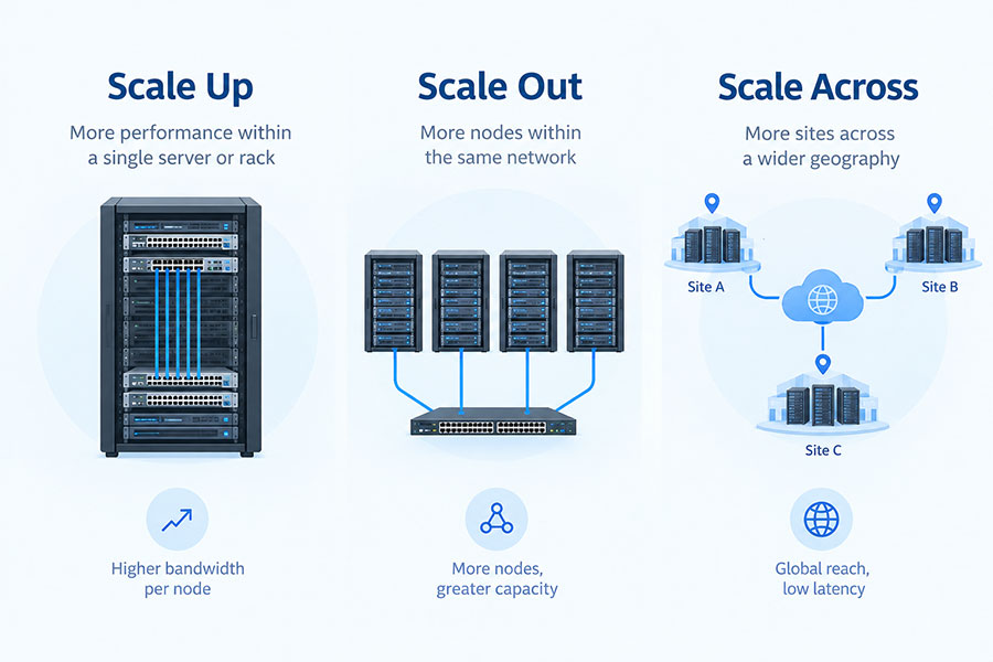 Scale-Up vs Scale-Out vs Scale-Across Networks